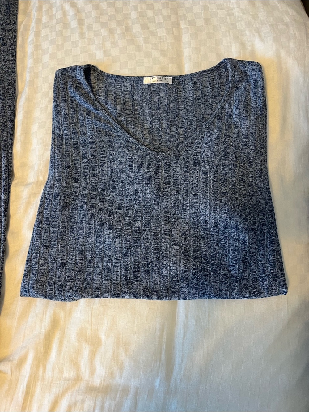 Cozy Ribbed Knit Lounge Set - Blue - Picture 2 of 3